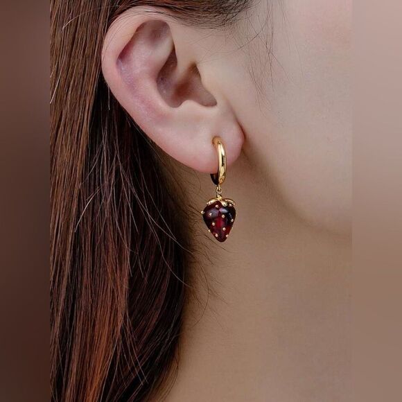 Strawberry hoop earrings #1269 - Picture 1 of 5